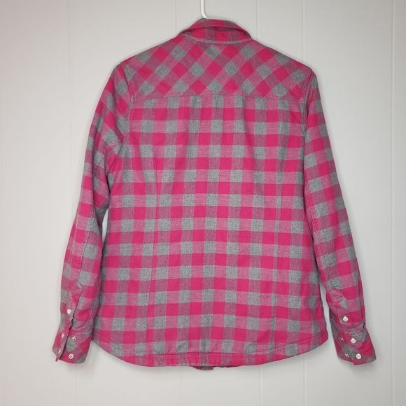 PINK Gray Grey Buffalo Plaid Jacket Shacket Medium - Picture 4 of 7
